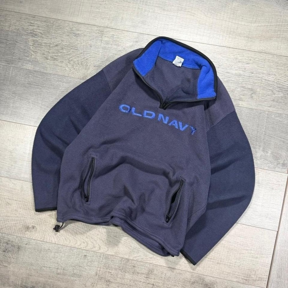 Vintage 2000s Sherpa old navy‎ embroidered quarter zip sweatshirt Size XL